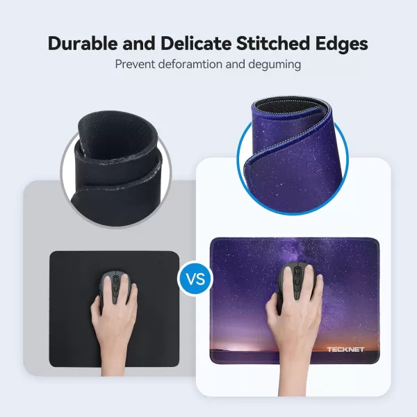 TECKNET Mouse Pad with Antifray Stitchin Waterproof Surface ampamp NonSlip Rubber Base with Stitched Edges Gaming Mouse Mat for LaptopCompatible with Laser and Optical Mice  Dark GrayPurple