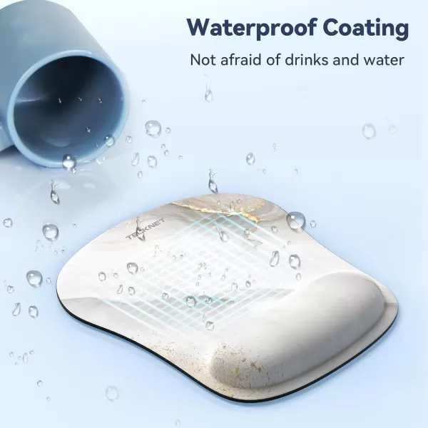 TECKNET Mouse Pad with Wrist Support Ergonomic Gaming Mouse Pad Pain Relief Portable Comfortable Mousepad for Computer Laptop Office Home  NonSlip Base Waterproof Surface  GreenMarble White