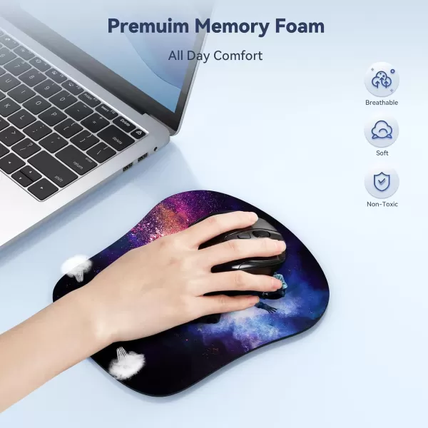 TECKNET Mouse Pad with Wrist Support Ergonomic Gaming Mouse Pad Pain Relief Portable Comfortable Mousepad for Computer Laptop Office Home  NonSlip Base Waterproof Surface  GreenBlack Astronaut