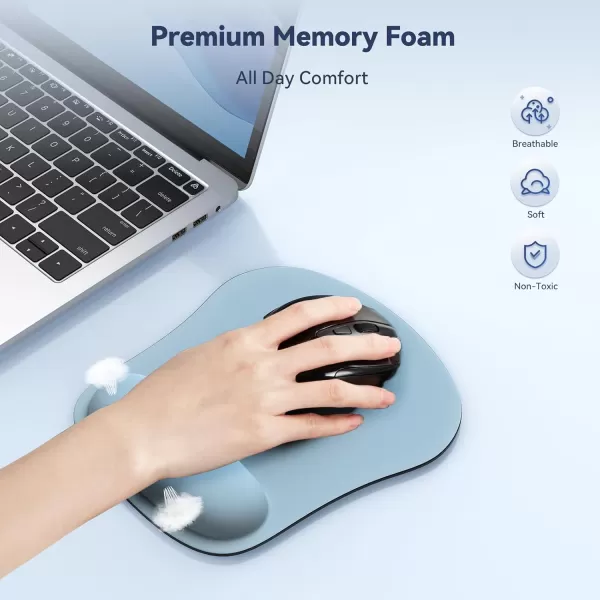 TECKNET Mouse Pad with Wrist Support Ergonomic Gaming Mouse Pad Pain Relief Portable Comfortable Mousepad for Computer Laptop Office Home  NonSlip Base Waterproof Surface  GreenBlue Gray