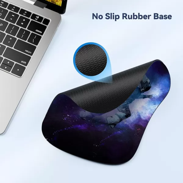 TECKNET Mouse Pad with Wrist Support Ergonomic Gaming Mouse Pad Pain Relief Portable Comfortable Mousepad for Computer Laptop Office Home  NonSlip Base Waterproof Surface  GreenBlack Astronaut