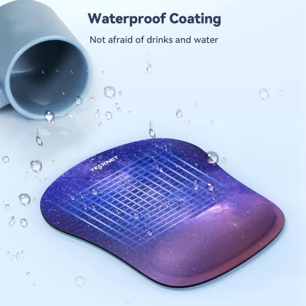 TECKNET Mouse Pad with Wrist Support Ergonomic Gaming Mouse Pad Pain Relief Portable Comfortable Mousepad for Computer Laptop Office Home  NonSlip Base Waterproof Surface  GreenDark Purple Galaxy