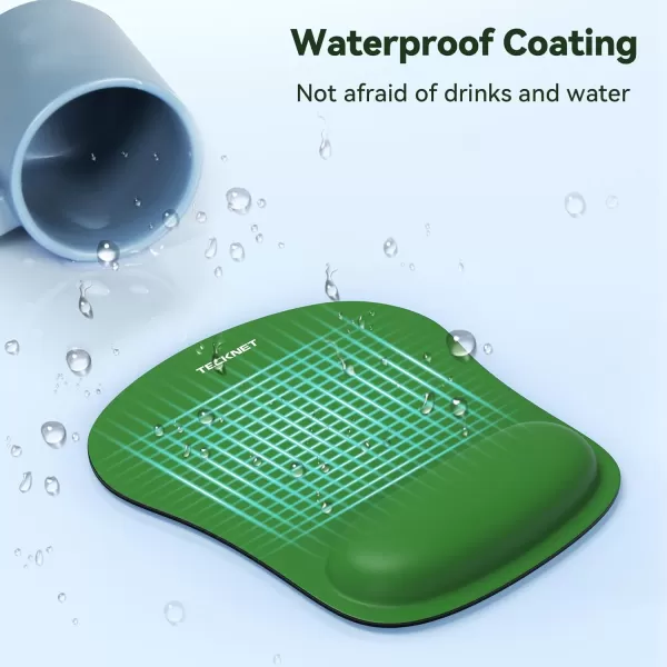 TECKNET Mouse Pad with Wrist Support Ergonomic Gaming Mouse Pad Pain Relief Portable Comfortable Mousepad for Computer Laptop Office Home  NonSlip Base Waterproof Surface  GreenGreen