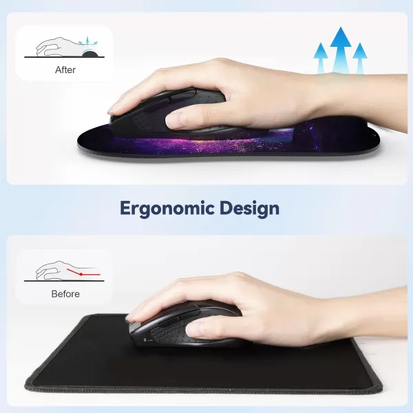 TECKNET Mouse Pad with Wrist Support Ergonomic Gaming Mouse Pad Pain Relief Portable Comfortable Mousepad for Computer Laptop Office Home  NonSlip Base Waterproof Surface  GreenBlack Astronaut