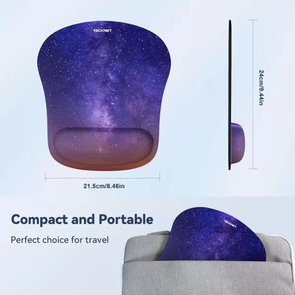 TECKNET Mouse Pad with Wrist Support Ergonomic Gaming Mouse Pad Pain Relief Portable Comfortable Mousepad for Computer Laptop Office Home  NonSlip Base Waterproof Surface  GreenDark Purple Galaxy