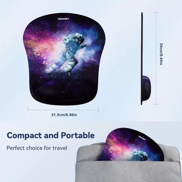 TECKNET Mouse Pad with Wrist Support Ergonomic Gaming Mouse Pad Pain Relief Portable Comfortable Mousepad for Computer Laptop Office Home  NonSlip Base Waterproof Surface  GreenBlack Astronaut