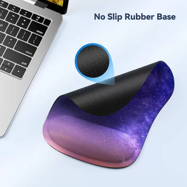 TECKNET Mouse Pad with Wrist Support Ergonomic Gaming Mouse Pad Pain Relief Portable Comfortable Mousepad for Computer Laptop Office Home  NonSlip Base Waterproof Surface  GreenDark Purple Galaxy
