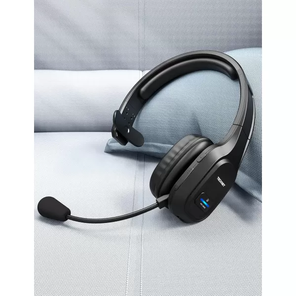 TECKNET Trucker Bluetooth Headphones with Microphone Noise Canceling Wireless On Ear Headset Hands Free Wireless Headset for Cell Phone Computer Office Home Call Center Skype BlackLuxury Configuration