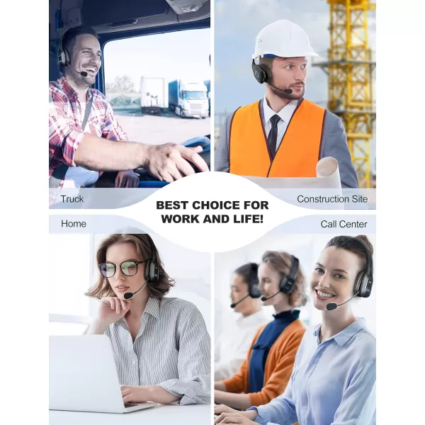 TECKNET Trucker Bluetooth Headphones with Microphone Noise Canceling Wireless On Ear Headset Hands Free Wireless Headset for Cell Phone Computer Office Home Call Center Skype BlackLuxury Configuration