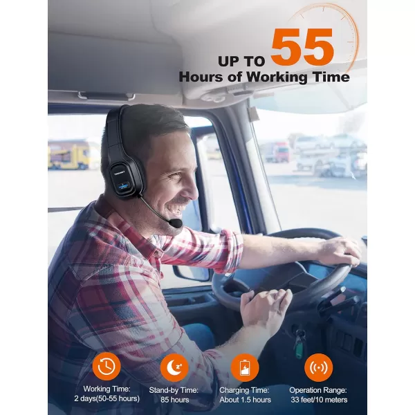 TECKNET Trucker Bluetooth Headphones with Microphone Noise Canceling Wireless On Ear Headset Hands Free Wireless Headset for Cell Phone Computer Office Home Call Center Skype BlackLuxury Configuration