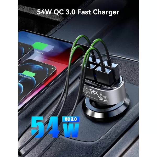 TECKNET USB Car Charger 54W 4Port Car USB Charger Multi Port Adapter QC 30 Port Cigarette Lighter Charger Fast Charging Adapter Compatible with iPhone 15 Pro Max15 Plus151413 Galaxy