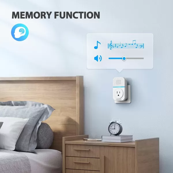 TECKNET Wireless Doorbell SelfPowered Doorbell 0110db Plugthrough Wireless Doorbell Ringer for Homes Classroom IP66 Waterproof 1300ft Door Chime with Extra Socket 60 Chimes LED Light WhiteWhite