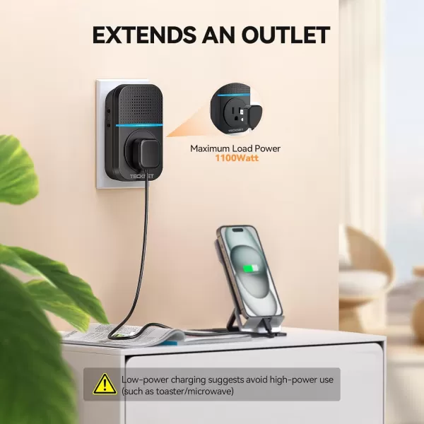 TECKNET Wireless Doorbell SelfPowered Doorbell 0110db Plugthrough Wireless Doorbell Ringer for Homes Classroom IP66 Waterproof 1300ft Door Chime with Extra Socket 60 Chimes LED Light WhiteBlack