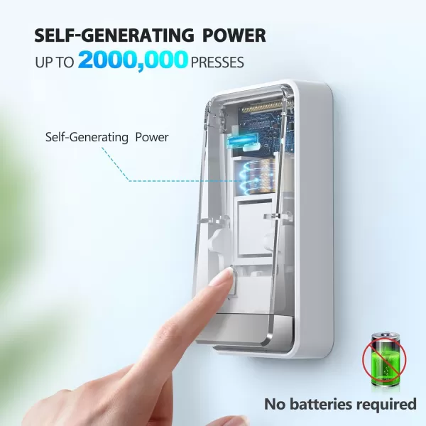 TECKNET Wireless Doorbell SelfPowered Doorbell 0110db Plugthrough Wireless Doorbell Ringer for Homes Classroom IP66 Waterproof 1300ft Door Chime with Extra Socket 60 Chimes LED Light WhiteWhite