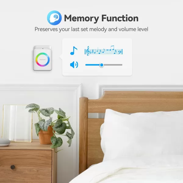 TECKNET Wireless Doorbells for Home IP65 Waterproof Door Bell 1300ft Range 0120dB Classroom Doorbell Kits with 60 Chimes ampamp 5 Volume Levels RGB Flashing for Hearing Impaired with 2 ReceiversWhiteRGB Light White