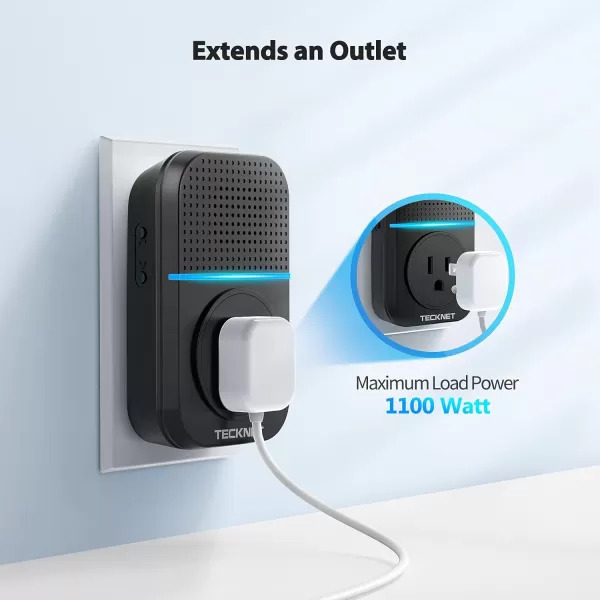 TECKNET Wireless Doorbells for Home Waterproof Classroom Door Bell Ringer Wireless with 60 Ringtones ampamp 5 Level Volume 1300ft Range SelfPowered Doorbell Chimes Kit with LED for House WhiteDark Black