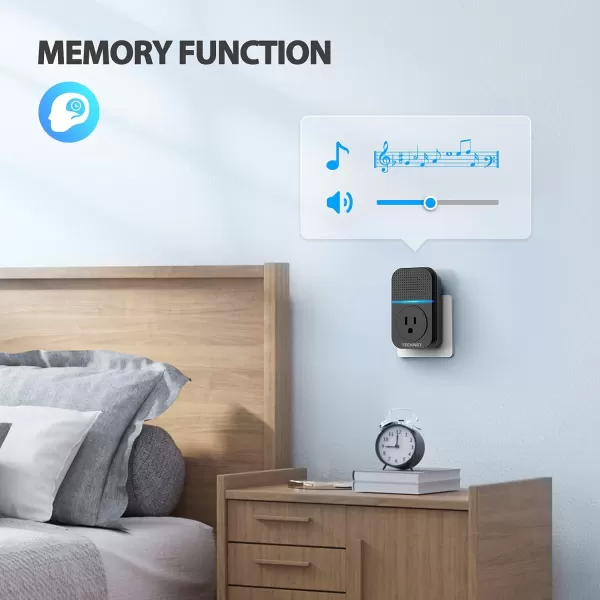 TECKNET Wireless Doorbells for Home Waterproof Classroom Door Bell Ringer Wireless with 60 Ringtones ampamp 5 Level Volume 1300ft Range SelfPowered Doorbell Chimes Kit with LED for House WhiteBlack