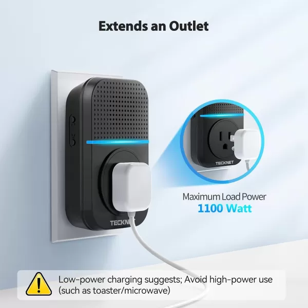 TECKNET Wireless Doorbells for Home Waterproof Classroom Door Bell Ringer Wireless with 60 Ringtones ampamp 5 Level Volume 1300ft Range SelfPowered Doorbell Chimes Kit with LED for House WhiteBlack