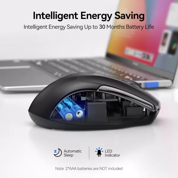 TECKNET Wireless Mouse 24G ampamp BT5030 Silent Mouse 4800 DPI Computer Mouse 6 Buttons Bluetooth Mouse USB A Mouse Wide Compatibility  GreyBlack