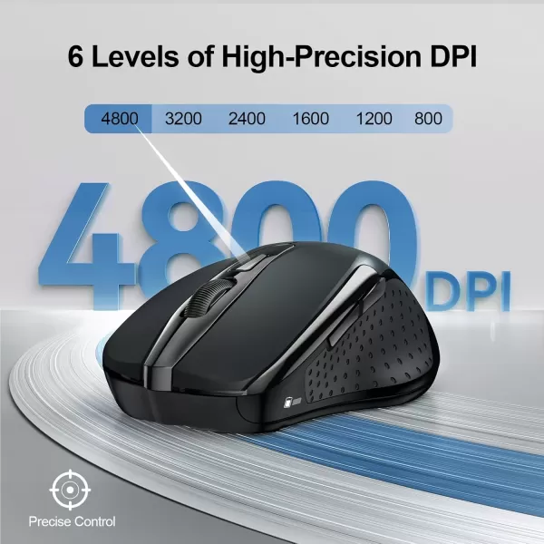 TECKNET Wireless Mouse 24G ampamp BT5030 Silent Mouse 4800 DPI Computer Mouse 6 Buttons Bluetooth Mouse USB A Mouse Wide Compatibility  GreyBlack