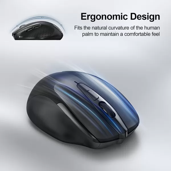 TECKNET Wireless Mouse 24G ampamp BT5030 Silent Mouse 4800 DPI Computer Mouse 6 Buttons Bluetooth Mouse USB A Mouse Wide Compatibility  GreyBlack
