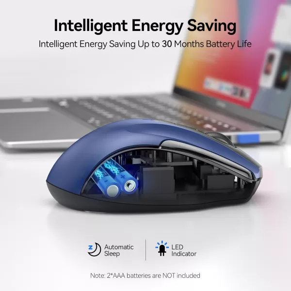 TECKNET Wireless Mouse 24G ampamp BT5030 Silent Mouse 4800 DPI Computer Mouse 6 Buttons Bluetooth Mouse USB A Mouse Wide Compatibility  GreyBlue