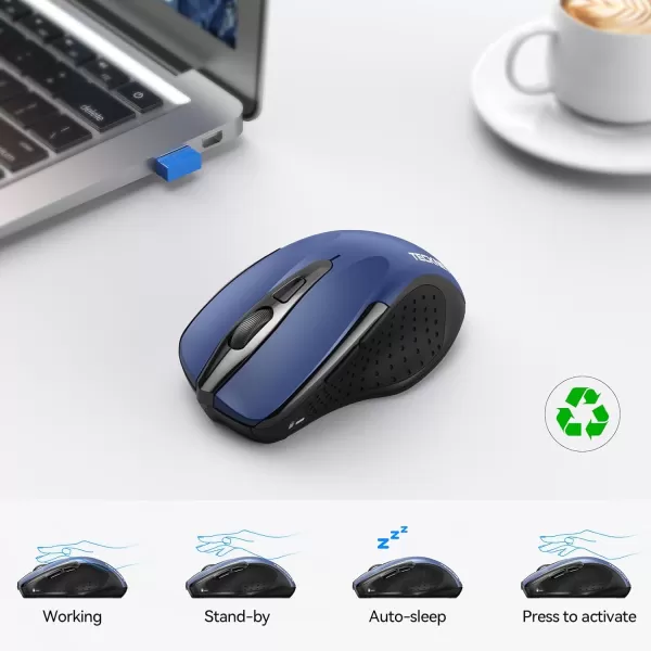 TECKNET Wireless Mouse 24G ampamp BT5030 Silent Mouse 4800 DPI Computer Mouse 6 Buttons Bluetooth Mouse USB A Mouse Wide Compatibility  GreyBlue