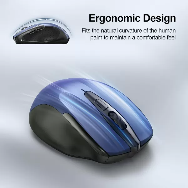 TECKNET Wireless Mouse 24G ampamp BT5030 Silent Mouse 4800 DPI Computer Mouse 6 Buttons Bluetooth Mouse USB A Mouse Wide Compatibility  GreyBlue