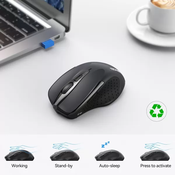 TECKNET Wireless Mouse 24G ampamp BT5030 Silent Mouse 4800 DPI Computer Mouse 6 Buttons Bluetooth Mouse USB A Mouse Wide Compatibility  GreyGrey