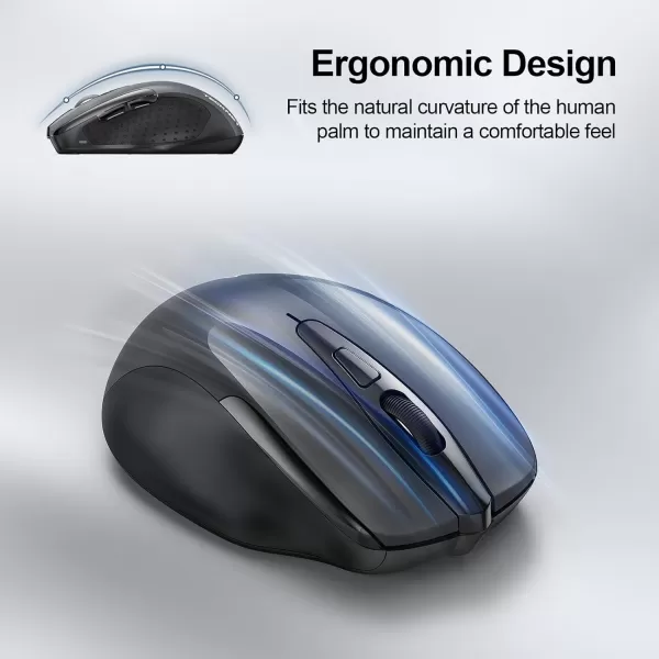 TECKNET Wireless Mouse 24G ampamp BT5030 Silent Mouse 4800 DPI Computer Mouse 6 Buttons Bluetooth Mouse USB A Mouse Wide Compatibility  GreyGrey
