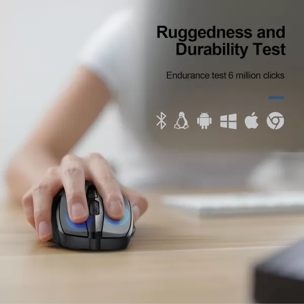 TECKNET Wireless Mouse 24G ampamp BT5030 Silent Mouse 4800 DPI Computer Mouse 6 Buttons Bluetooth Mouse USB A Mouse Wide Compatibility  GreyGrey
