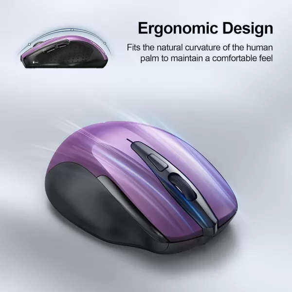 TECKNET Wireless Mouse 24G ampamp BT5030 Silent Mouse 4800 DPI Computer Mouse 6 Buttons Bluetooth Mouse USB A Mouse Wide Compatibility  GreyPurple
