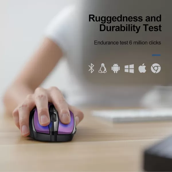 TECKNET Wireless Mouse 24G ampamp BT5030 Silent Mouse 4800 DPI Computer Mouse 6 Buttons Bluetooth Mouse USB A Mouse Wide Compatibility  GreyPurple