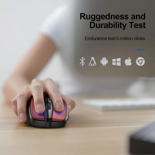 TECKNET Wireless Mouse 24G ampamp BT5030 Silent Mouse 4800 DPI Computer Mouse 6 Buttons Bluetooth Mouse USB A Mouse Wide Compatibility  GreyRed