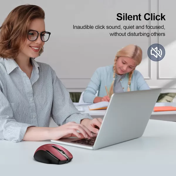 TECKNET Wireless Mouse 24G ampamp BT5030 Silent Mouse 4800 DPI Computer Mouse 6 Buttons Bluetooth Mouse USB A Mouse Wide Compatibility  GreyRed