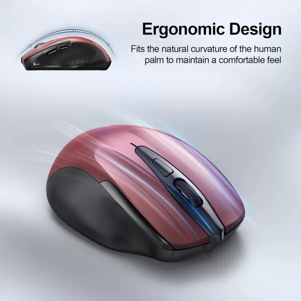 TECKNET Wireless Mouse 24G ampamp BT5030 Silent Mouse 4800 DPI Computer Mouse 6 Buttons Bluetooth Mouse USB A Mouse Wide Compatibility  GreyRed