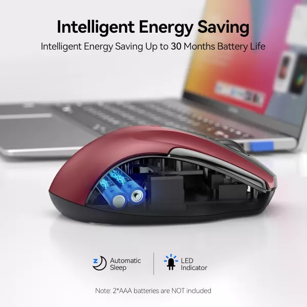 TECKNET Wireless Mouse 24G ampamp BT5030 Silent Mouse 4800 DPI Computer Mouse 6 Buttons Bluetooth Mouse USB A Mouse Wide Compatibility  GreyRed