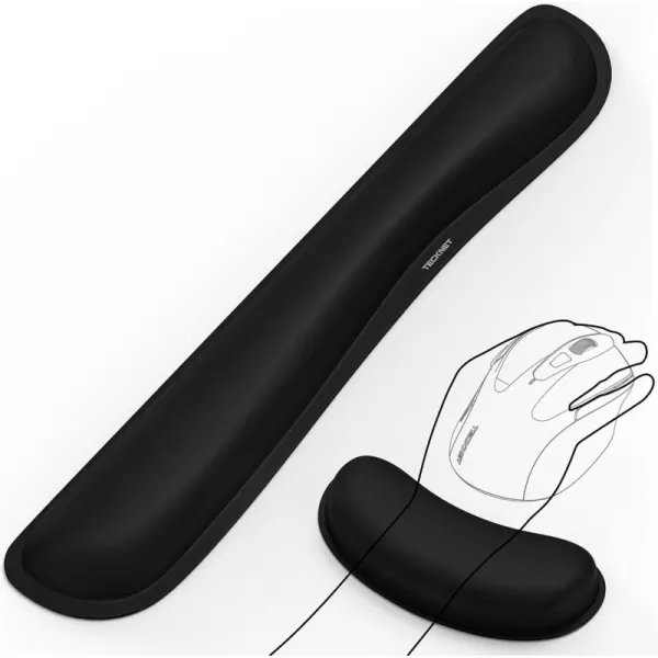 TECKNET Keyboard Wrist Rest Gel Memory Foam Wrist Rest Waterproof Wrist Rest Pad Wrist Rest for Computer Keyboard Support for Typing Pain Relief Comfort for Office Gaming Computer BlackGaming  Office