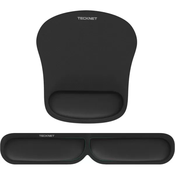 TECKNET Keyboard Wrist Rest and Mouse Pad with Wrist Support Memory Foam Set for ComputerLaptopMac Lightweight for Easy Typing ampamp Pain Relief Ergonomic Mousepad Black