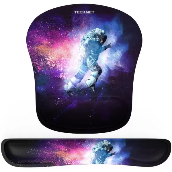 TECKNET Keyboard Wrist Rest and Mouse Pad with Wrist Support Memory Foam Set for ComputerLaptopMac Lightweight for Easy Typing ampamp Pain Relief Ergonomic Mousepad BlackBlack Astronaut