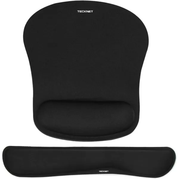 TECKNET Keyboard Wrist Rest and Mouse Pad with Wrist Support Memory Foam Set for ComputerLaptopMac Lightweight for Easy Typing ampamp Pain Relief Ergonomic Mousepad BlackBlack