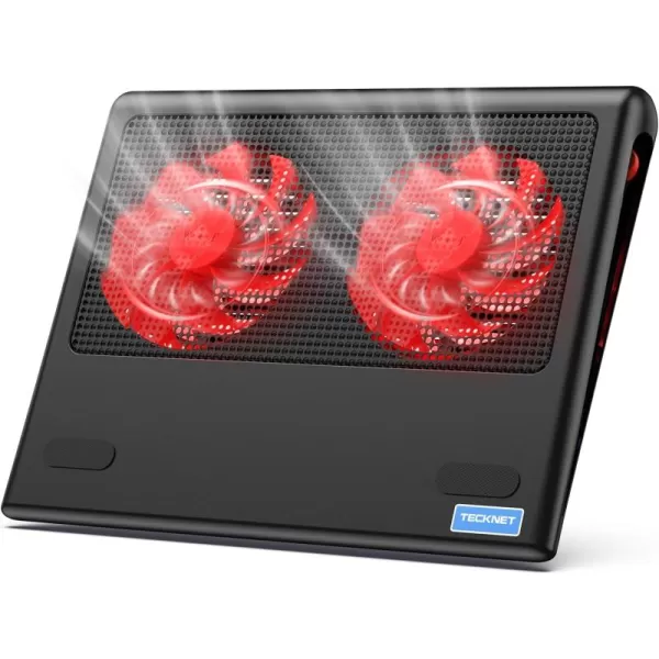 TECKNET Laptop Cooling Pad 12quot156quot Laptop Cooler Gaming Laptop Cooling Stand Wind Speed Adjustable 2 USB Powered Laptop Fan Cooling Pad for Laptop Within 16 Inch Red