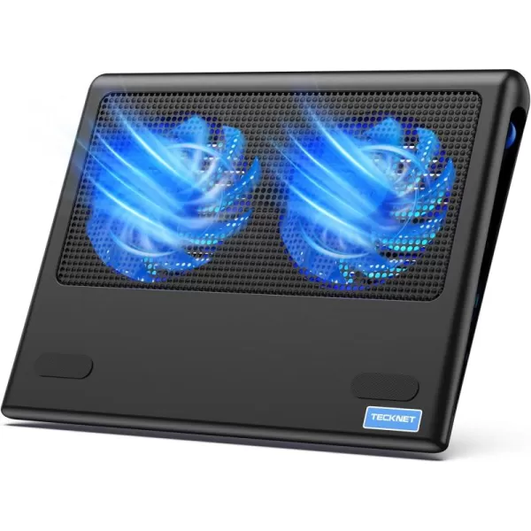 TECKNET Laptop Cooling Pad 12quot156quot Laptop Cooler Gaming Laptop Cooling Stand Wind Speed Adjustable 2 USB Powered Laptop Fan Cooling Pad for Laptop Within 16 Inch BlueBlue