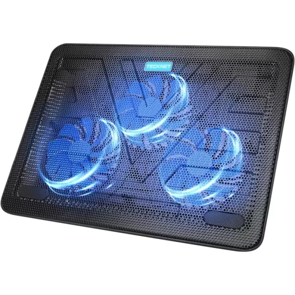 TECKNET Laptop Cooling Pad Portable Slim Quiet USB Powered Laptop Notebook Cooler Cooling Pad Stand Chill Mat with 3 Blue LED Fans Fits 1217 Inches BlackBlack