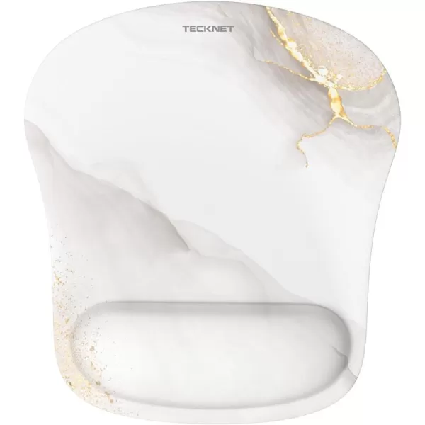 TECKNET Mouse Pad with Wrist Support Ergonomic Gaming Mouse Pad Pain Relief Portable Comfortable Mousepad for Computer Laptop Office Home  NonSlip Base Waterproof Surface  GreenMarble White