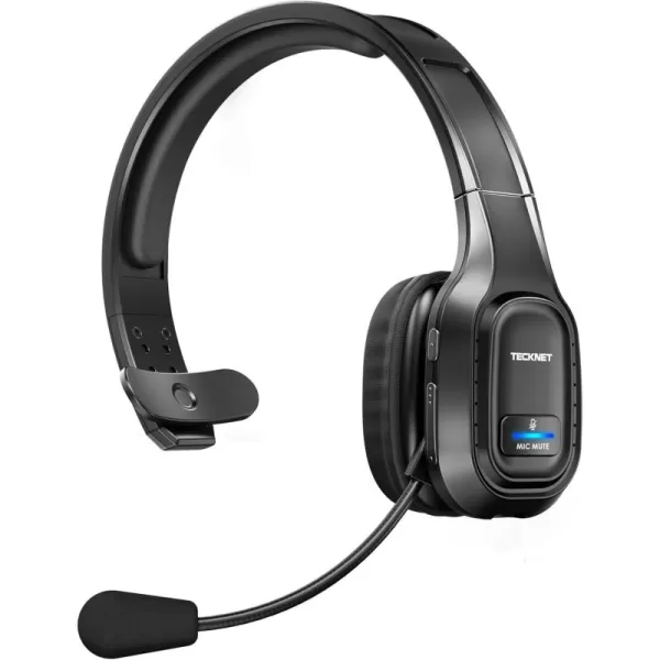 TECKNET Trucker Bluetooth Headphones with Microphone Noise Canceling Wireless On Ear Headset Hands Free Wireless Headset for Cell Phone Computer Office Home Call Center Skype BlackSimple Connfiguration
