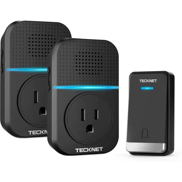 TECKNET Wireless Doorbell SelfPowered Doorbell 0110db Plugthrough Wireless Doorbell Ringer for Homes Classroom IP66 Waterproof 1300ft Door Chime with Extra Socket 60 Chimes LED Light WhiteBlack