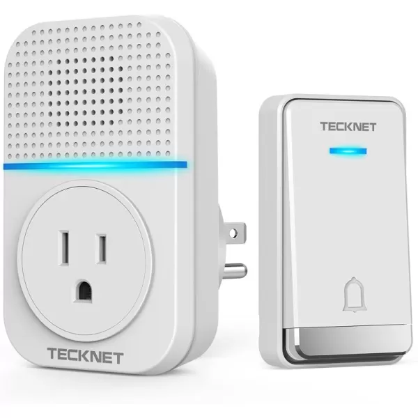 TECKNET Wireless Doorbells for Home Waterproof Classroom Door Bell Ringer Wireless with 60 Ringtones ampamp 5 Level Volume 1300ft Range SelfPowered Doorbell Chimes Kit with LED for House WhiteWhite