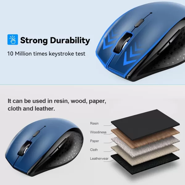 TECKNET Bluetooth Mouse 4800 DPI Computer Mouse 2Year Battery Wireless Mouse 6 Adjustable DPI 6 Buttons Compatible with LaptopWindowsComputerBlue