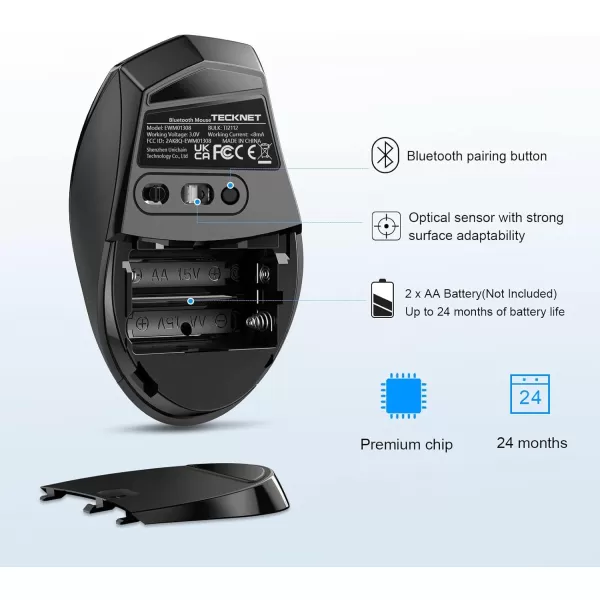 TECKNET Bluetooth Mouse 4800 DPI Computer Mouse 2Year Battery Wireless Mouse 6 Adjustable DPI 6 Buttons Compatible with LaptopWindowsComputerBlue